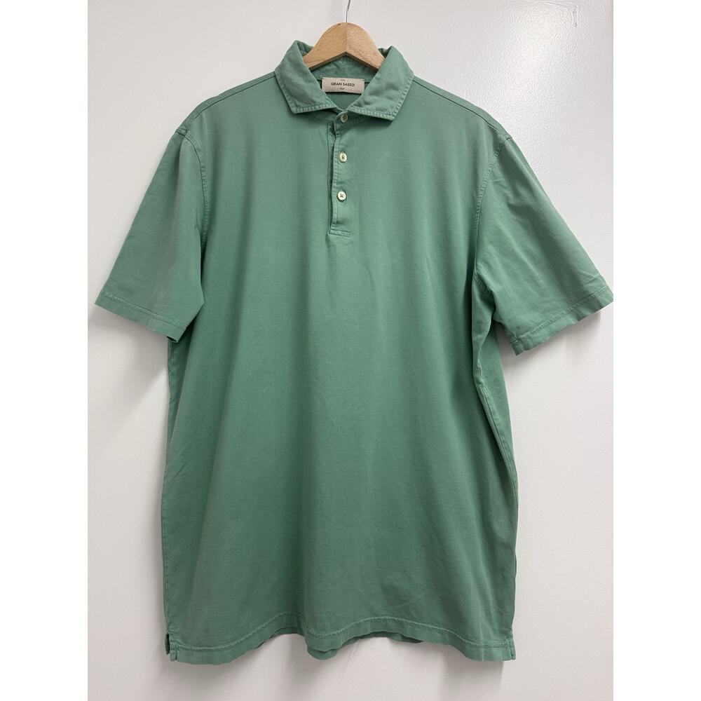 Gran Sasso Short Sleeve Polo Shirt Mens 56 Green Lightweight Made In Italy